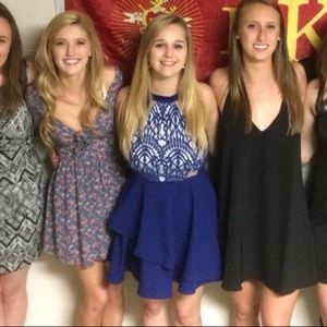 Royal blue Lace Semi Formal Dress